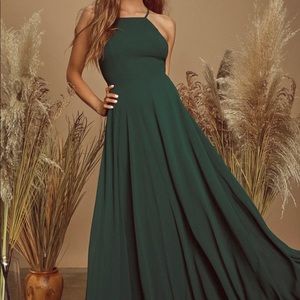Lulus Mythical Kind of Love Dark Green Maxi Dress